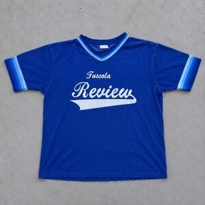 Vintage‎ 80s Howe Athletic Apparel Tuscola Review Jersey Blue Mens Large USA